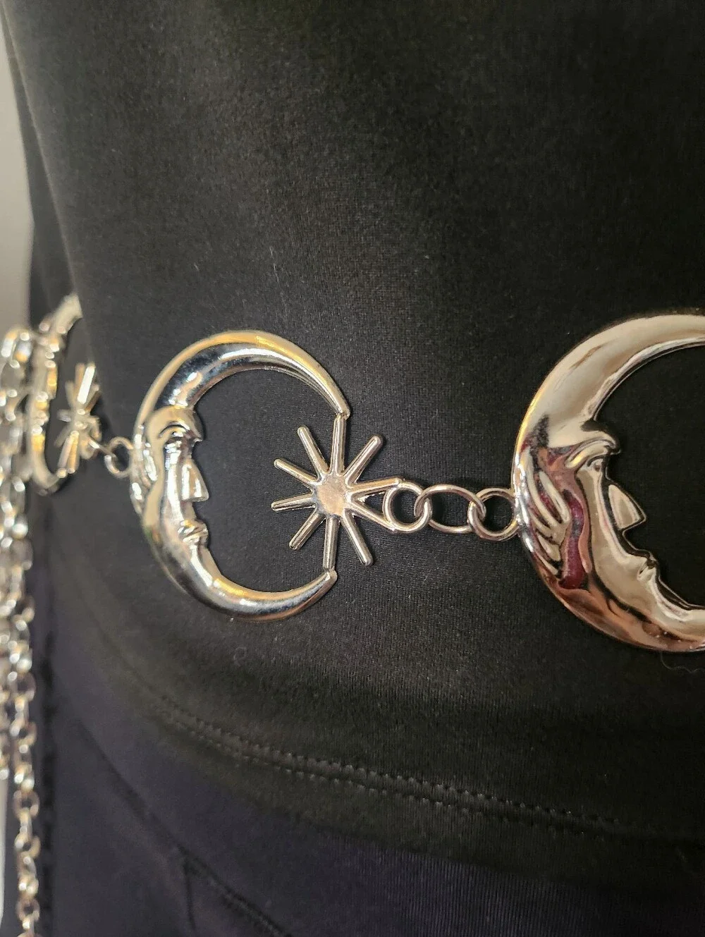 Chain Belt Moon And Stars Belt In Silver